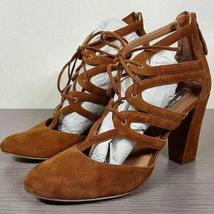 Halogen Sydney Block Heel Ghillie Pump, Cognac